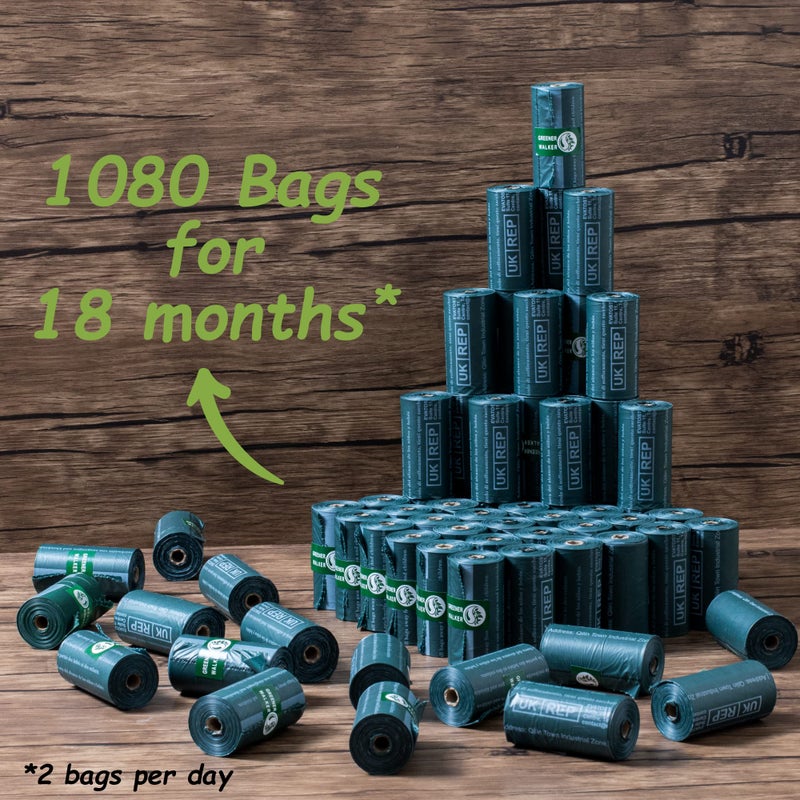 GREENER WALKER Poop Bags for Dog Waste, 1080 Doggy Waste Bags Extra Thick Strong 100% Leak-Proof (Deep Green) - Image 5